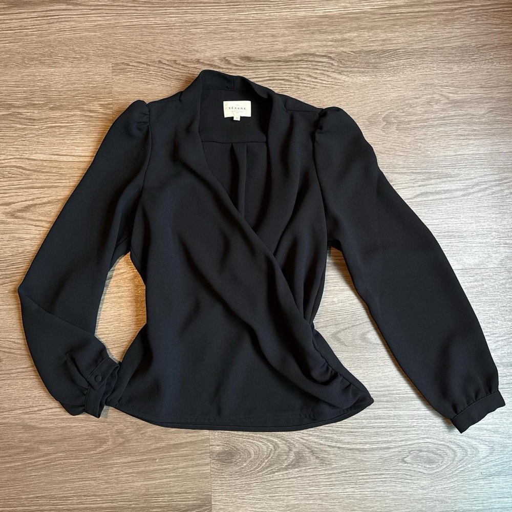 Sezane “Abelia” Draped Wrap Blouse